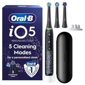 Zubní kartáček Oral-B iO5 Leo print, 3 náhradní hlavice černý

