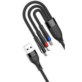 Kabel 3mk Hyper N-SERIES USB-A - USB-C/Lightning/Micro USB, 18W, 1,2m černý

