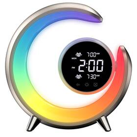 Stolní LED lampička IMMAX PEACOCK s hodinami, RGB světlo, 20W, 400lm zlatá

