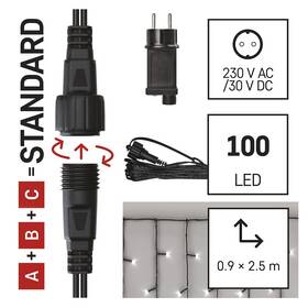 Spojovací řetěz EMOS 100 LED Základní sada Standard – rampouchy, 2,5 m, venkovní, studená bílá, časovač 

