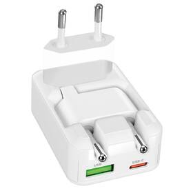 Nabíječka do sítě SBS Flexi, USB-A/USB-C, GaN, PD, 30 W bílá

