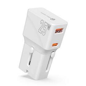 Cestovní adaptér Mobile Origin Travel adapter 25W, EU/US/UK/AU bílý

