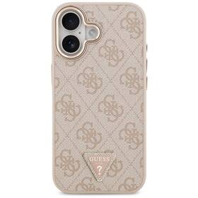 Kryt na mobil Guess PU Leather 4G Triangle Logo Gold Frame MagSafe na Apple iPhone 17 růžový

