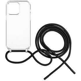 Kryt na mobil FIXED Pure Neck s černou šňůrkou na krk na Apple iPhone 14 Pro průhledný

