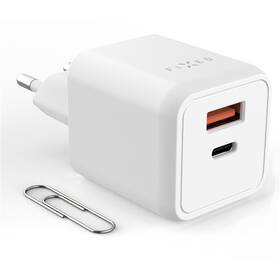 Nabíječka do sítě FIXED GaN Mini s USB-C, USB, 45W bílý

