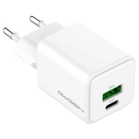 Nabíječka do sítě GoGEN ACHPDQ230, 1x USB-C PD 30W + 1x USB-A 18W bílá barva
