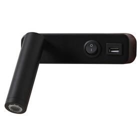 Nástěnné svítidlo IMMAX GOAL LED, vypínač, USB, 3W černé

