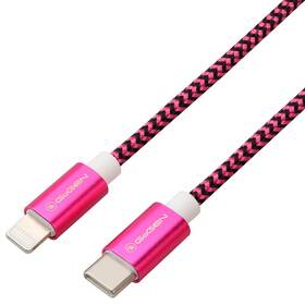 Kabel GoGEN USB-C / Lightning, 1m, opletený fialový

