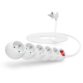 Kabel prodlužovací Connect IT 5x zásuvka, s vypínačem, 5m bílý

