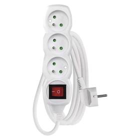 Kabel prodlužovací EMOS 3x zásuvka, vypínač, 3m bílá barva
