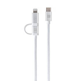 Kabel ERPOWER Dual Cable USB-C/USB-C, Lightning, 65W, 1m bílý

