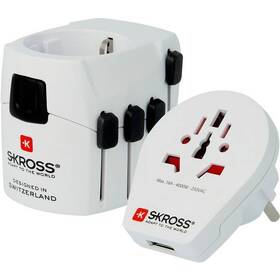 Cestovní adaptér SKROSS PRO World & USB, 6,3A max. bílý

