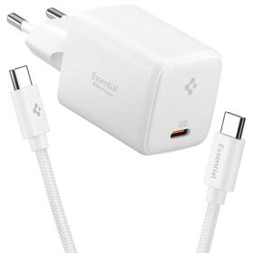 Nabíječka do sítě Spigen Essential 45W, USB-C + USB-C kabel bílá

