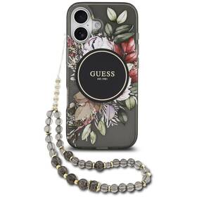 Kryt na mobil Guess IML Flowers Strap MagSafe na Apple iPhone 17 černý

