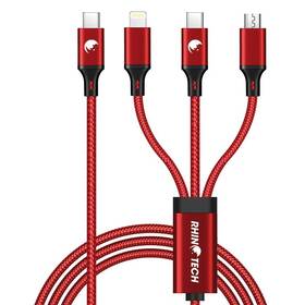 Kabel RhinoTech 3v1 USB-C (MicroUSB/Lightning/USB-C) 40W 1,2m červený

