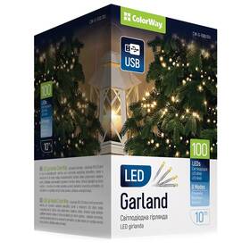 Vánoční osvětlení ColorWay vnitřní, 100 LED, USB, 10m, teplá bílá 

