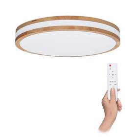 Stropní svítidlo Solight Woody, 48W, s dálkovým ovladačem, 3360lm, 38cm, stmívání, studená/neutrální/teplá bílá bílé/hnědé

