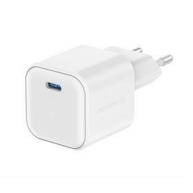 Nabíječka do sítě Swissten GAN 1x USB-C 35W PD + Datový kabel USB-C/USB-C 1,2 M bílá

