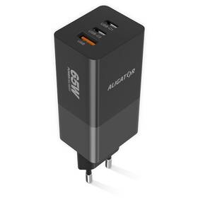 Nabíječka do sítě Aligator GaN, PD 65W, 2xUSB-C + USB černá

