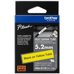 Papírový štítek Brother HSE-611E černá na žluté, 5,2 mm 

