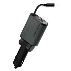 Adaptér do auta Mobile Origin 3in1 50W CA27 - USB-C, USB-A + USB-C kabel černý/šedý

