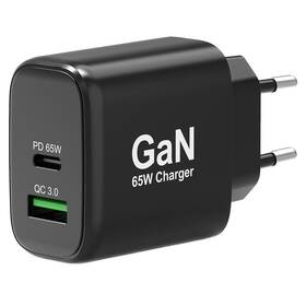 Nabíječka do sítě PORT CONNECT Starter Kit GaN 65W + kabely + konvertor černý

