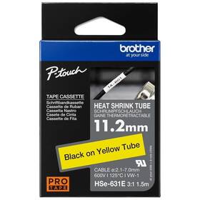 Papírový štítek Brother HSE-631E černá na žluté, 11,2 mm 

