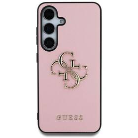 Kryt na mobil Guess PU Grained 4G Metal Logo na Samsung Galaxy S25 růžový

