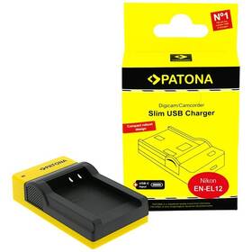 Nabíječka PATONA Slim USB Charger EN-EL12/NP-FM500H (Nikon) černá/žlutá

