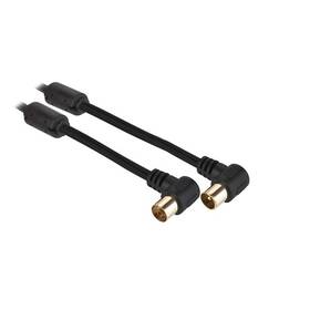 Koaxiální kabel GoGEN 5m, pozlacený, opletený, feritový filtr, 90° úhlový konektor černý

