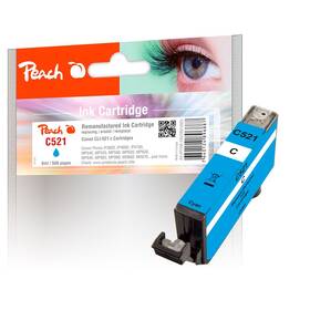 Inkoustová náplň Peach Canon CLI-521C, 550 stran azurová

