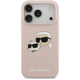 Kryt na mobil Karl Lagerfeld Liquid Silicone Double Heads MagSafe na Apple iPhone 17 Pro růžová barva
