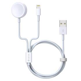 Kabel Devia 2v1 pro Apple Watch + lightning, 1m bílý

