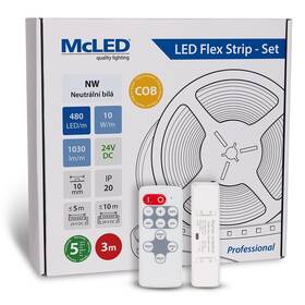 LED pásek McLED sada 3 m + Přijímač Nano, 480 LED/m, NW, 1030 lm/m, vodič 3 m 

