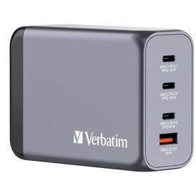 Cestovní adaptér Verbatim GNC-240 GaN, 240W, 3x USB-C PD, 1x USB QC šedý

