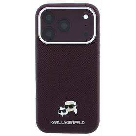 Kryt na mobil Karl Lagerfeld PU Grained Semi Wrap K&CH Heads Magsafe na Apple iPhone 18 Pro vínový


