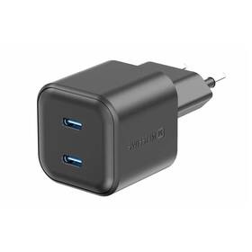 Nabíječka do sítě Swissten GaN, PD 2x USB-C 20W černá

