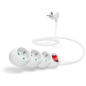 Kabel prodlužovací Connect IT 3x zásuvka, s vypínačem, 1,5m bílý

