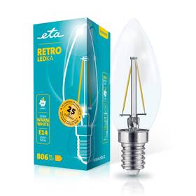 Žárovka LED ETA RETRO LEDka svíčka filament 6W, E14, teplá bílá 


