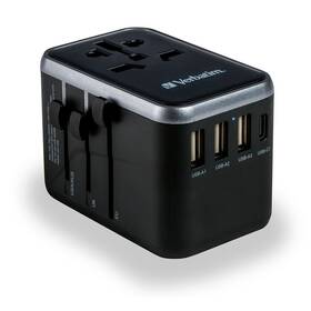Cestovní adaptér Verbatim UTA-04 s 1 x USB-C PD 61W & QC 3.0 / 1 x USB-C / 3 x USB-A černý

