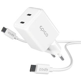 Nabíječka do sítě Epico UltraBoost GaN 35W 2xUSB-C + USB-C kabel 1,2m bílá

