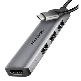USB Hub Axagon HMC-H3A ,USB 5Gbps, 3x USB-A, HDMI 4k/30Hz, kabel USB-C 15cm šedý

