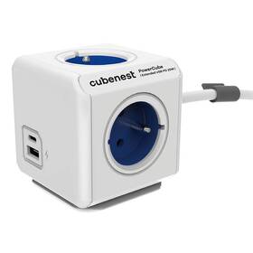 Kabel prodlužovací Cubenest Powercube Extended USB PD 20W, USB, USB-C, 4x zásuvka, 1,5m bílá barva
