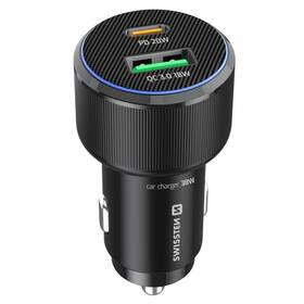 Adaptér do auta Swissten USB-C PD + USB-A, 38W černý

