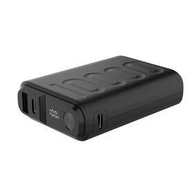 Powerbanka Celly 10000 mAh 20 W, Power Delivery, USB-C/USB-A, LCD černá

