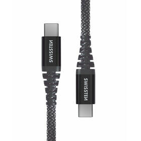Kabel Swissten ARAMID REINFORCED USB-C/USB-C, 1,5 m antracitový

