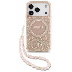 Kryt na mobil Guess IML Flowers Allover Strap MagSafe na Apple iPhone 18 Pro růžový

