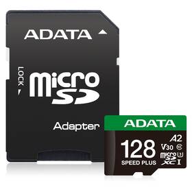 Paměťová karta ADATA Speed Plus MicroSDXC 128GB, U3 (180R/160W) + SD adaptér černá

