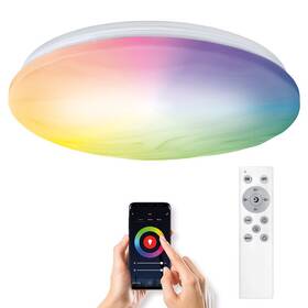 Stropní svítidlo Solight LED smart Wave, 30W, 2300lm, Wi-Fi, RGB + CCT, dálkové ovládání bílé

