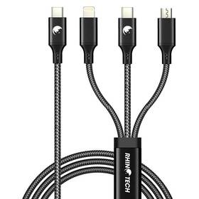 Kabel RhinoTech 3v1 USB-C (MicroUSB/Lightning/USB-C) 40W 1,2m černý

